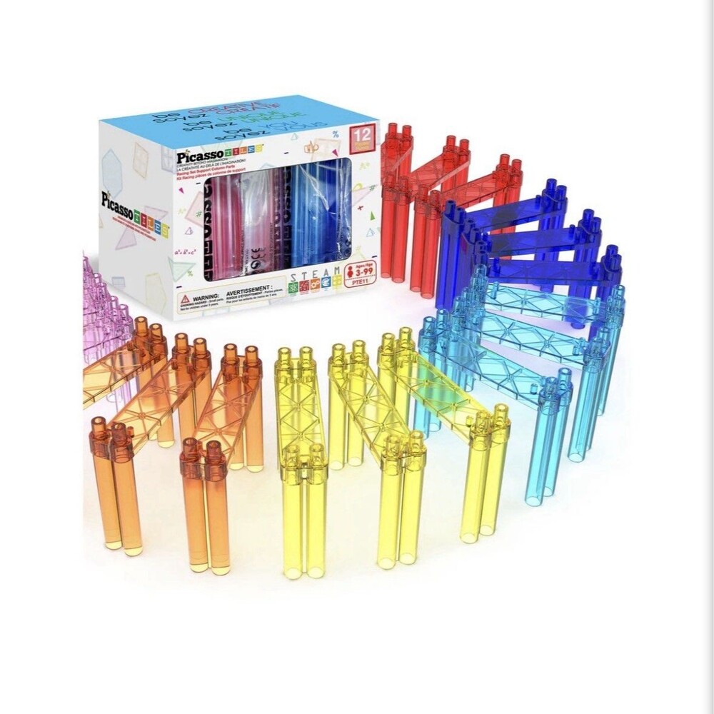 Picasso Tiles Race Car Set Support Column Parts STEM Toy 12 Piece Set Racing